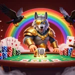 Experience the excitement of bl555 with a vibrant, detailed 3D casino scene showcasing poker and mythical elements.
