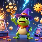 Spin to win at ao88 with a vibrant scene of fantasy characters, golden coins, and lively casino elements.