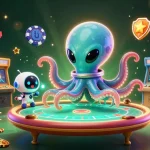 Experience thrilling gameplay at laetoto with vibrant alien casino elements and 3D gaming machines.