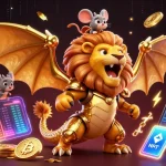 Experience thrilling gaming at dacsandatphanrang with a vibrant 3D chimera creature and crypto elements.