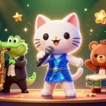 Engage in exciting slots with o8 at a vibrant casino stage featuring jazz, crocs, and bears.