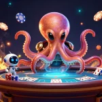Experience the excitement of 8XX as an alien octopus plays poker with vibrant visuals.