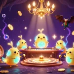Spin the reels at Sunwin Official, showcasing a vibrant animated casino scene with glowing creatures and sparkling gems.