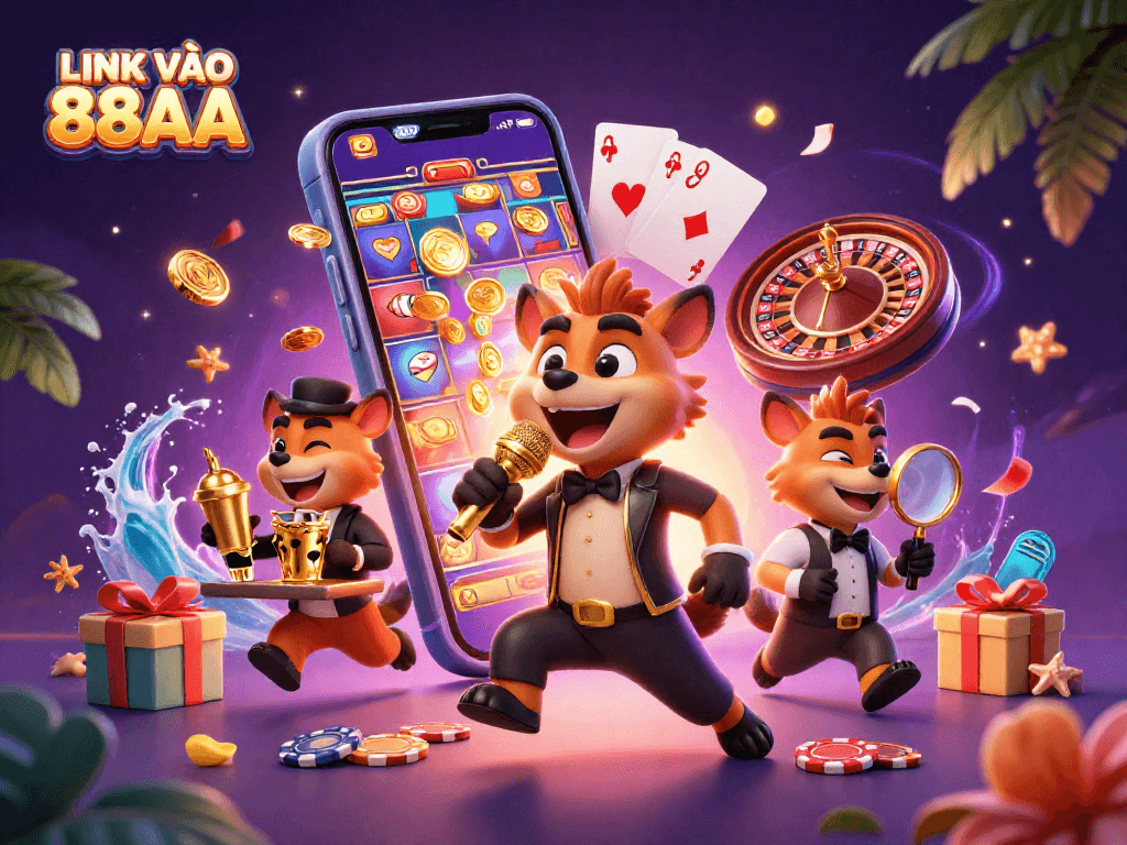Experience the fun at LINK VÀO 88AA with our lively hyena casino scene packed with games and excitement.