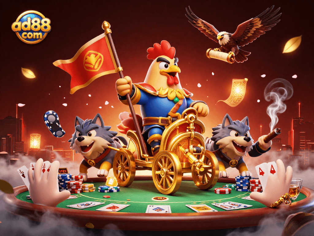 Engage with the thrilling ad88 com poker scene featuring dynamic characters and casino elements