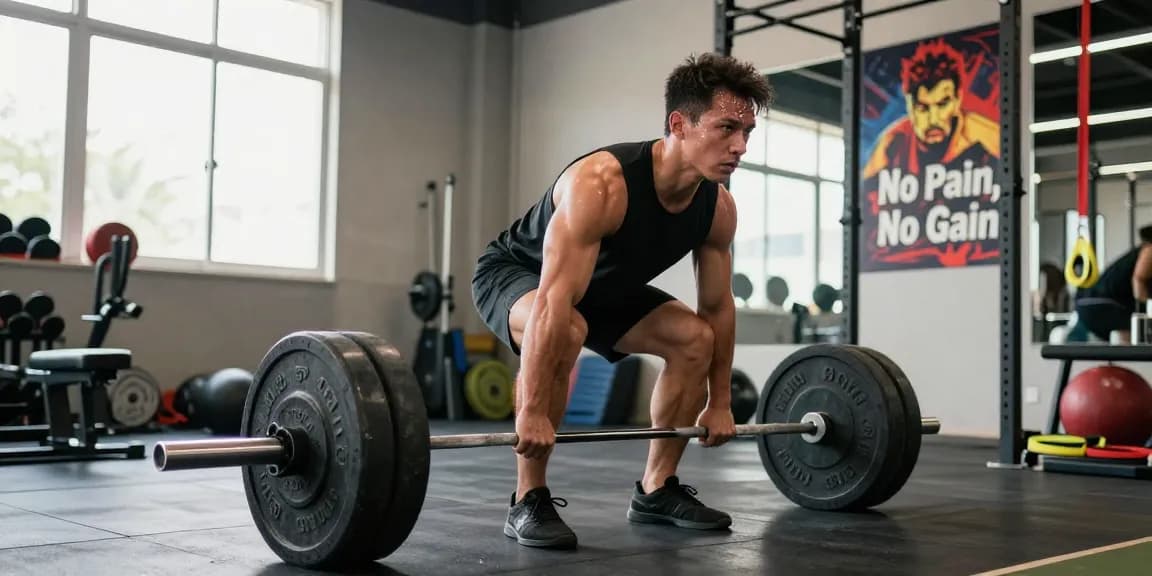 Athlet hebt Gewichte im Astera Shop Fitnessstudio, moderne Umgebung mit intensivem Training.