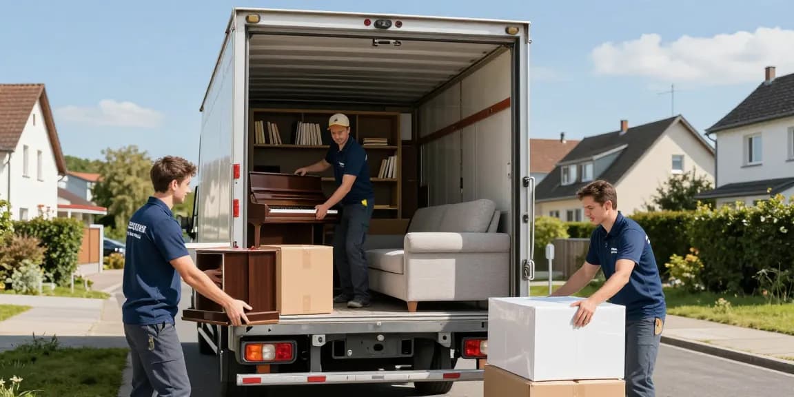 Umzugsunternehmen Ludwigshafen - Professionelles Team beim Umzug von Möbeln in die Umzugswagen.