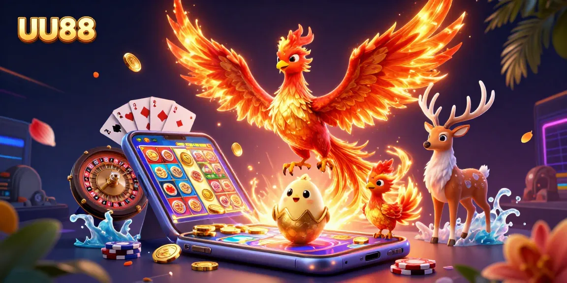 Experience thrilling gaming action at UU88 with vibrant slots and engaging characters in a stunning visual display.