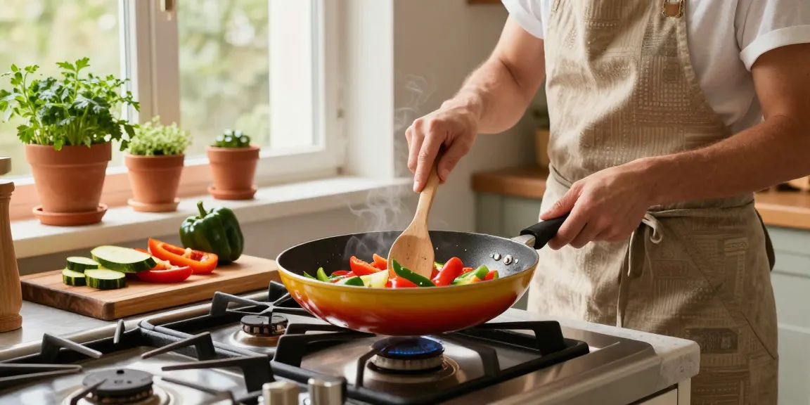 Gesunde Zubereitung in einer PTFE-freien Pfanne für umweltbewusste Köche