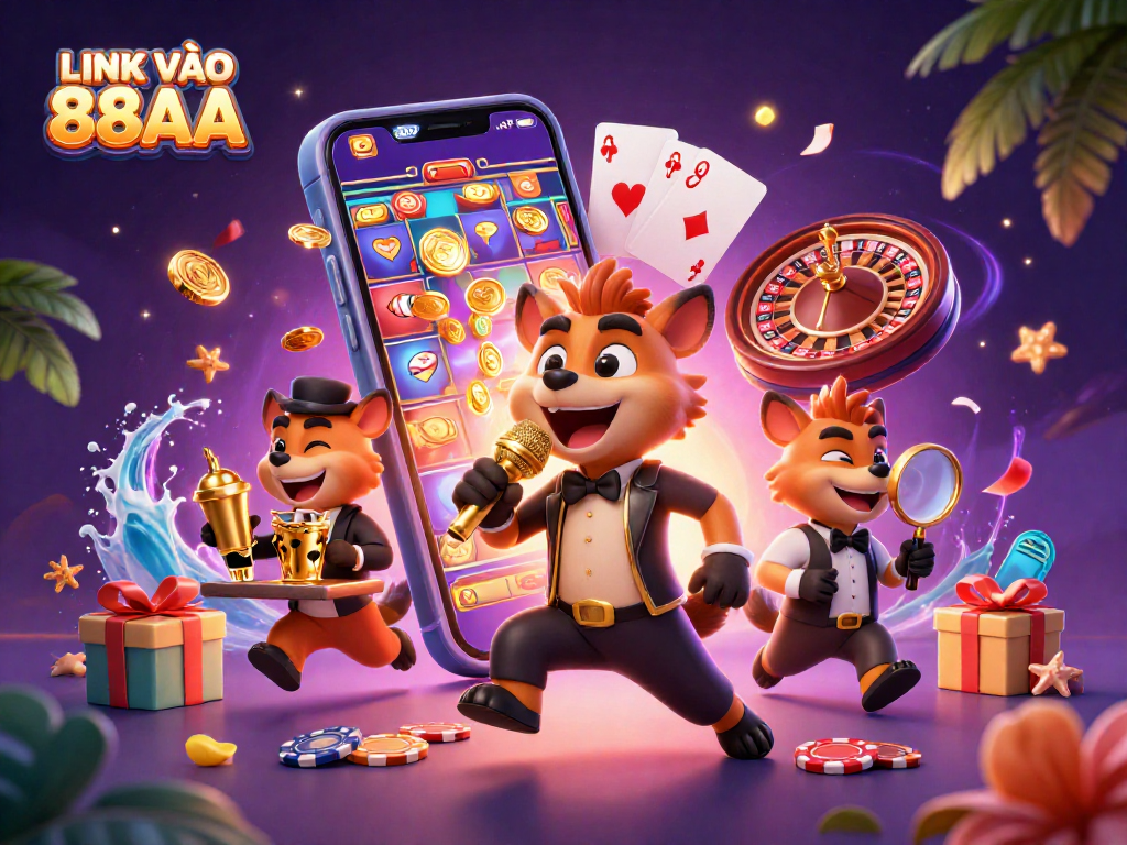 Experience the fun at LINK VÀO 88AA with our lively hyena casino scene packed with games and excitement.