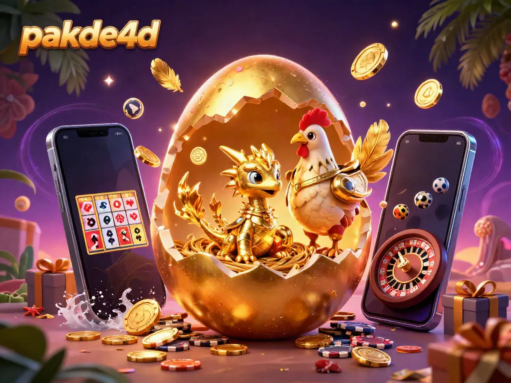 Experience exciting winnings with pakde4d through our vibrant golden dragon and lottery-themed illustration.