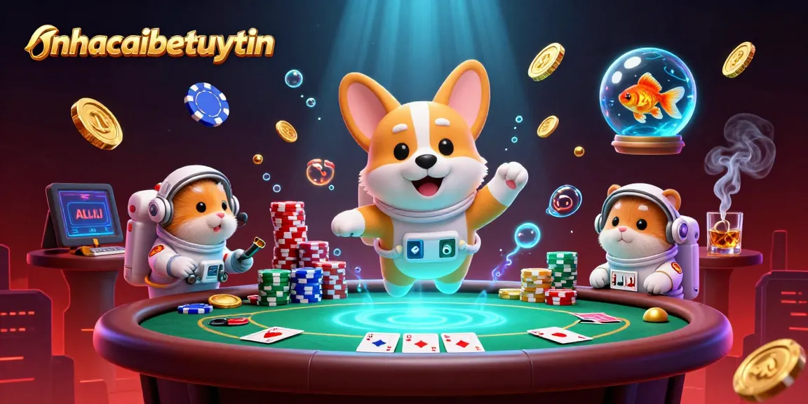 Play in the exciting zero-gravity casino world of nhacaibetuytin with vibrant poker elements and delightful characters.