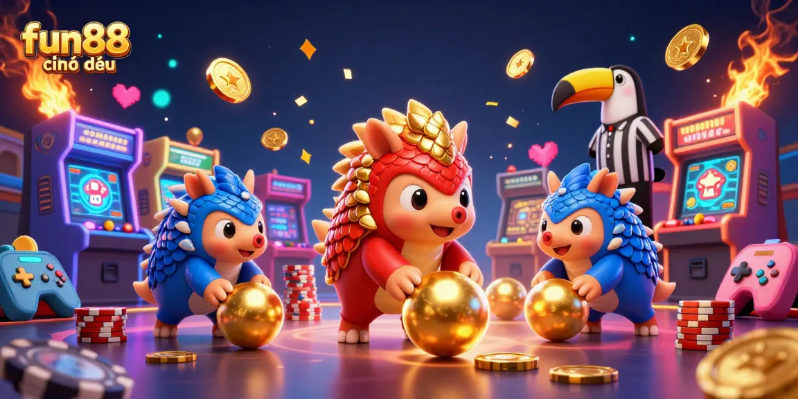 Engage in fun88 chính thức with vibrant pangolins competing in a colorful casino scene.
