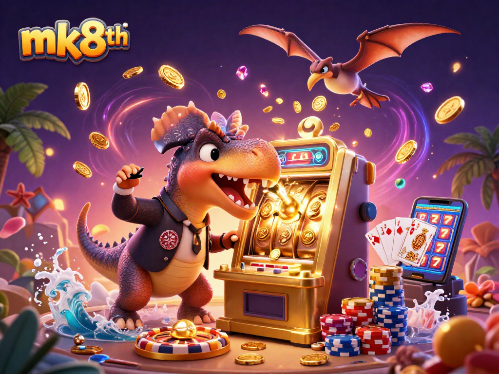 Experience the excitement at mk8th with a pachycephalosaurus winning jackpots and coins flying around!