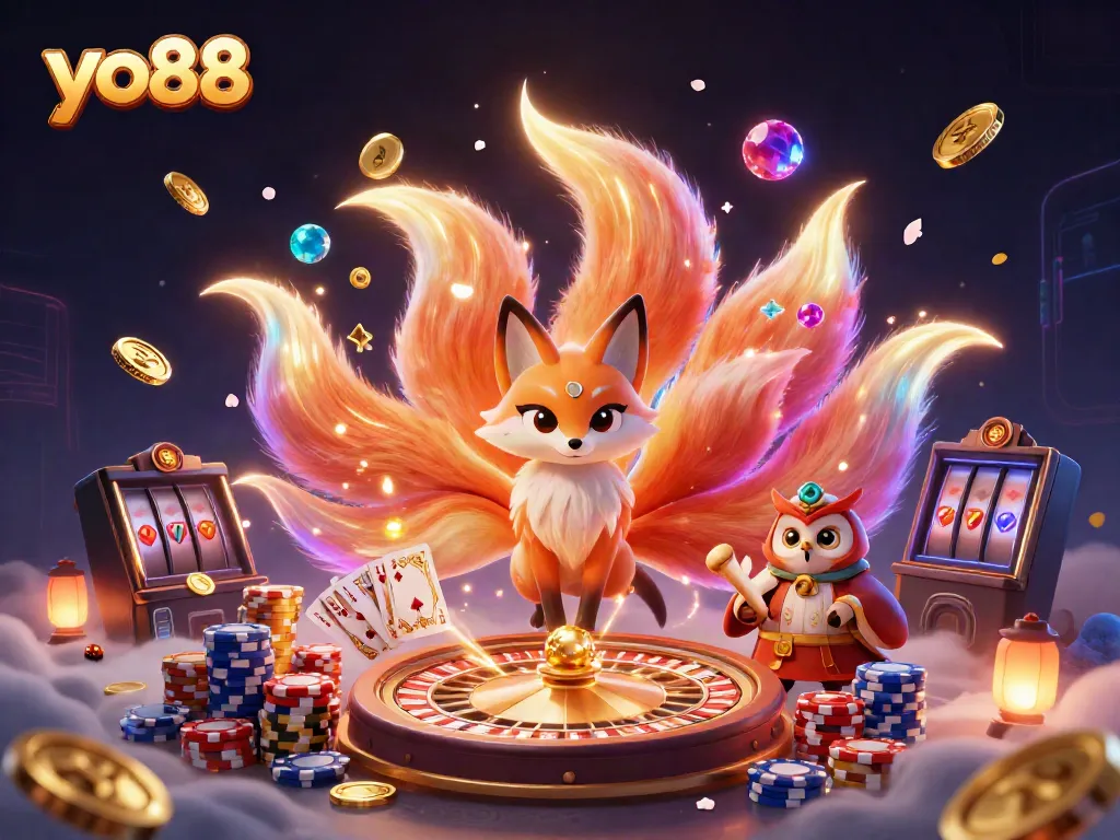 Experience the vibrant gaming world of yo88 with captivating characters and lively casino elements.