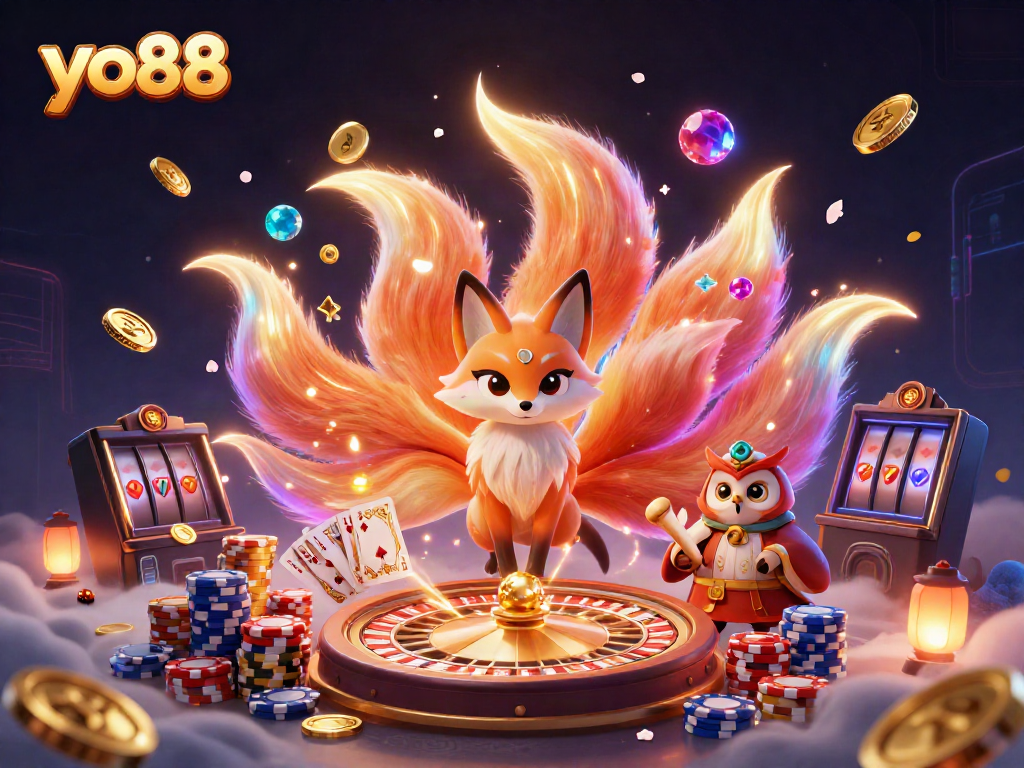 Experience the vibrant gaming world of yo88 with captivating characters and lively casino elements.