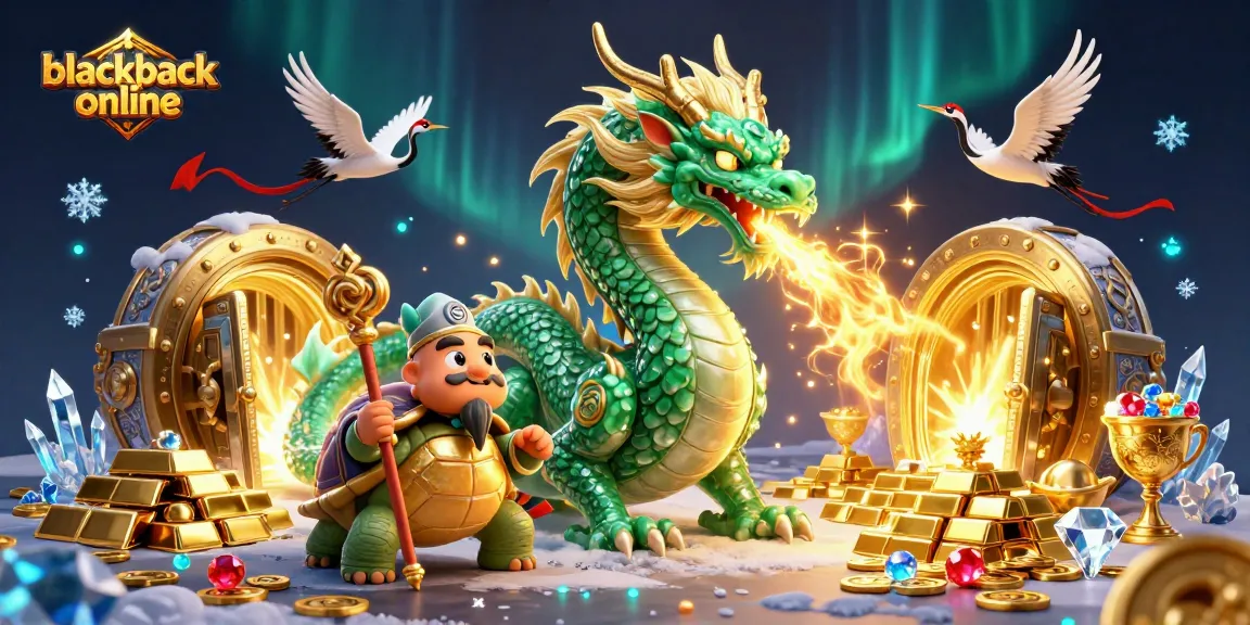 Experience exciting blackjack online action with stunning creatures and treasure in an immersive scene.