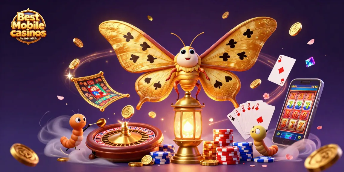 Experience the best mobile casinos in Australia with golden motifs and dynamic casino elements thriving in a rich atmosphere.