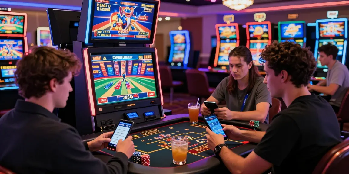 Spieler, die sich in einer Paysafe Card Casino-Umgebung mit lebhaften Spielen und lebhafter Atmosphäre engagieren.