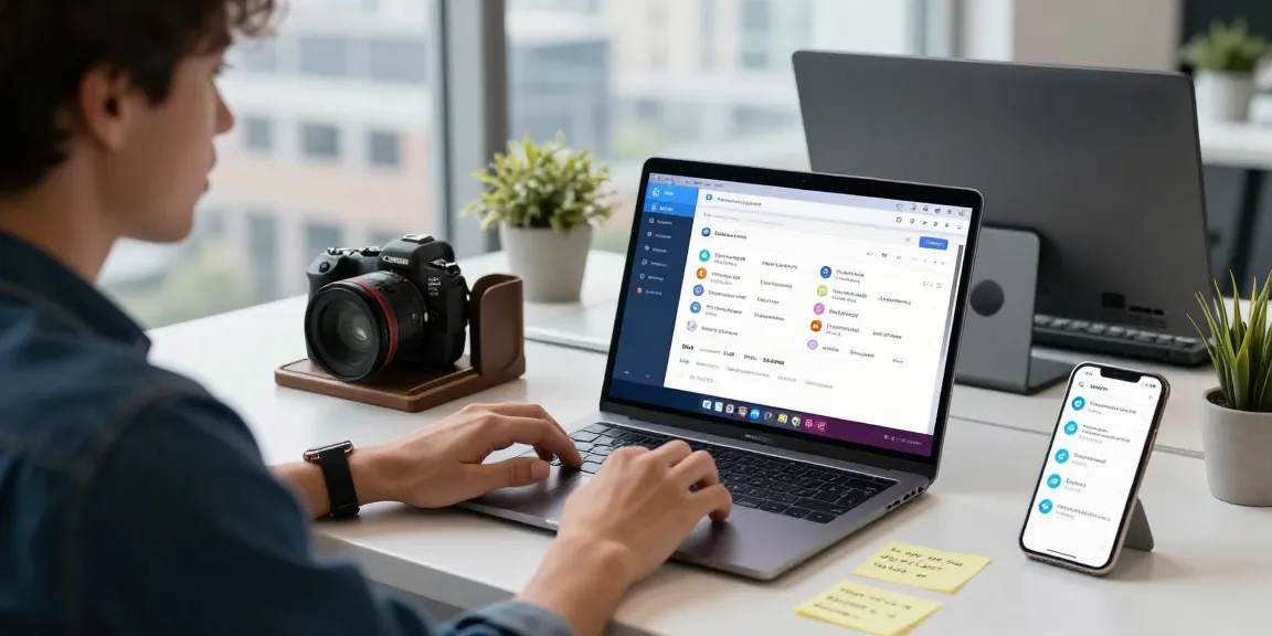 Switch Telegram Chinese language settings in a modern workspace with devices and translation tips.