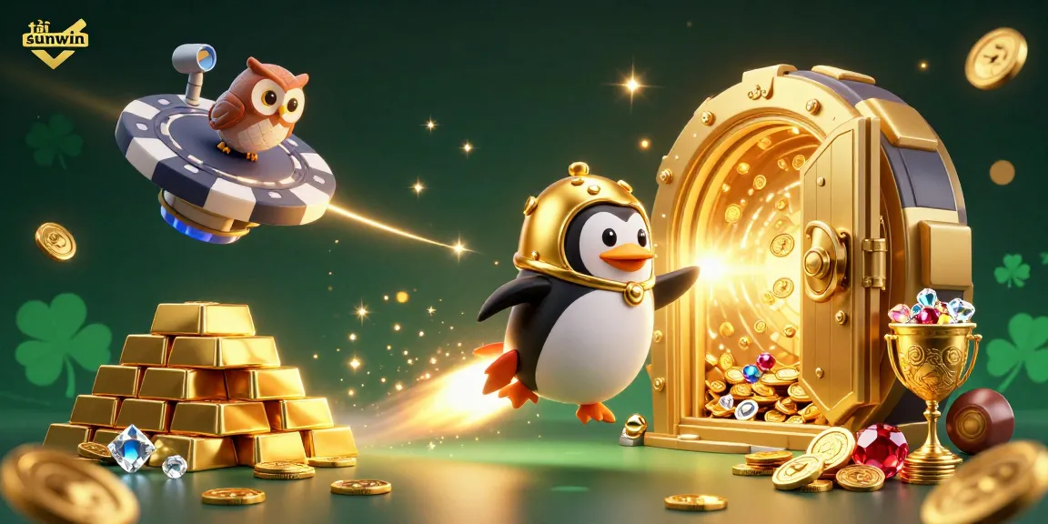 Immerse in the excitement of tải sunwin with a golden treasure-filled casino scene bursting with winnings.