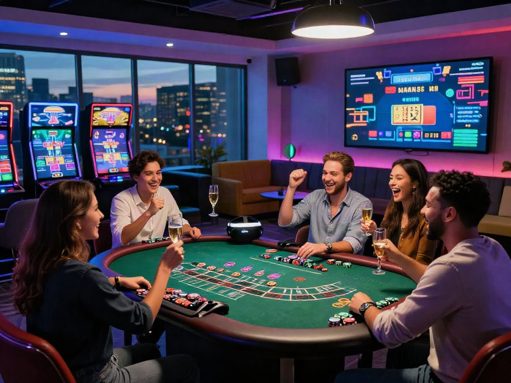 Enjoying live casino online fun with friends in a vibrant gaming lounge.
