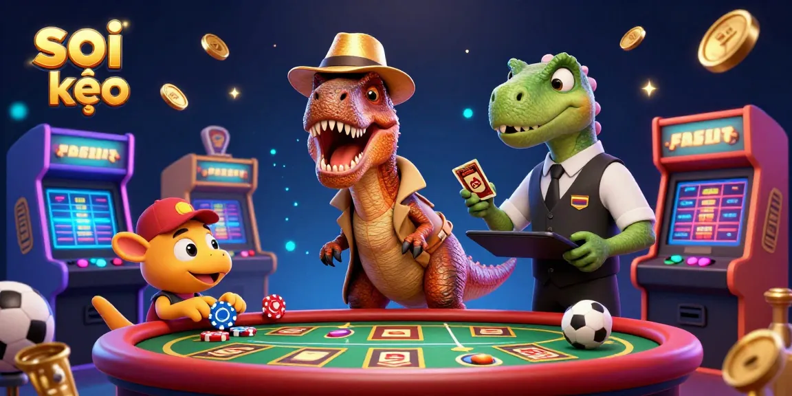 Sneak a glance at the soi kèo betting scene with a velociraptor card counter and exciting sports elements.
