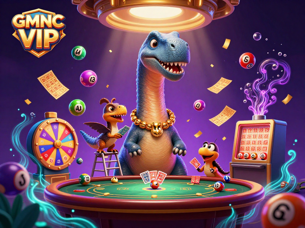Experience thrilling gameplay with GMNC VIP in a vibrant casino scene rich with fun lottery activities.