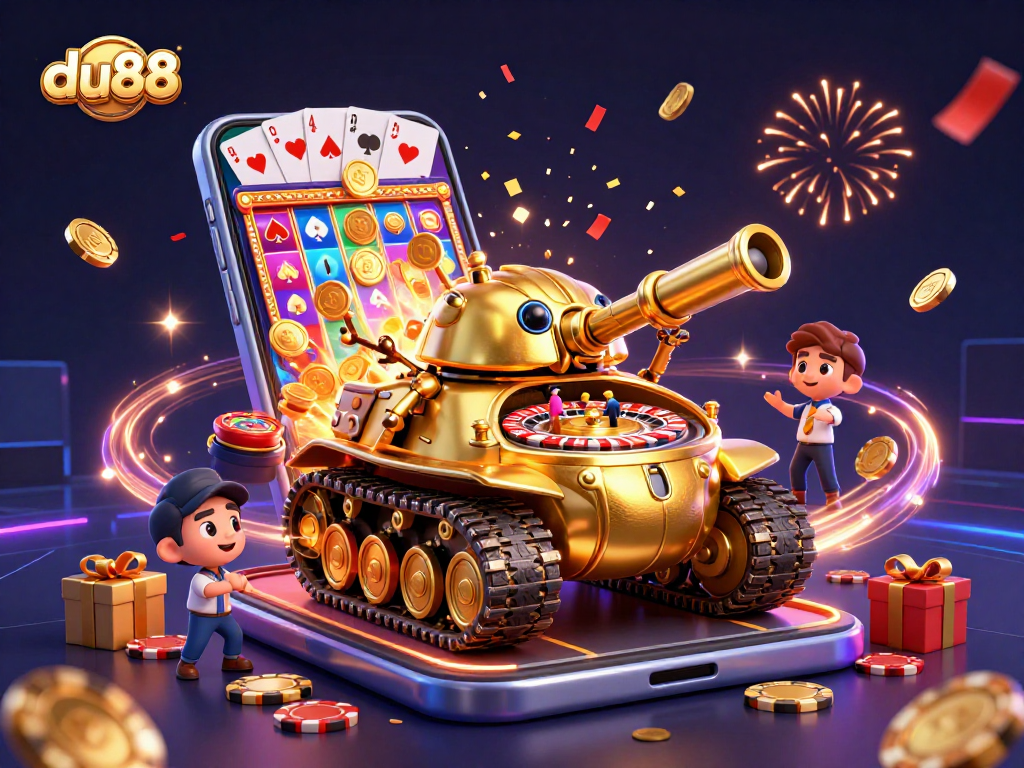 Experience the thrill of du88 with a vibrant 3D casino scene full of energy and game excitement.