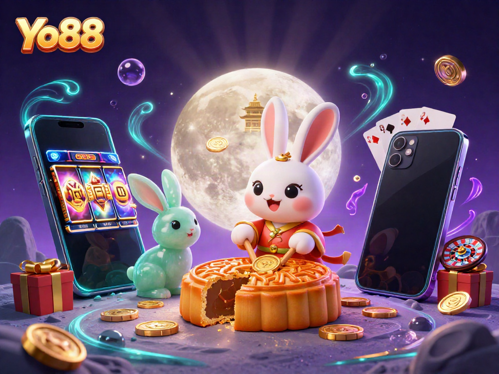 Experience Yo88 through vibrant lunar rabbits and casino elements, generating excitement in gaming.