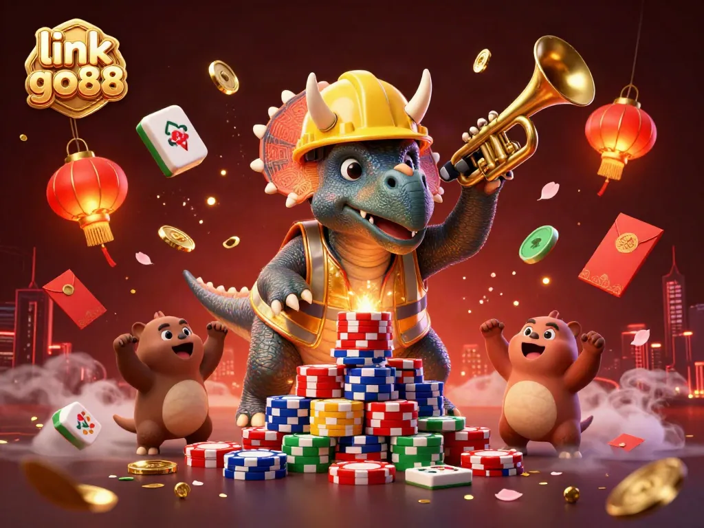 Engage with exciting games at link go88 with a vibrant and festive casino scene featuring colorful elements.