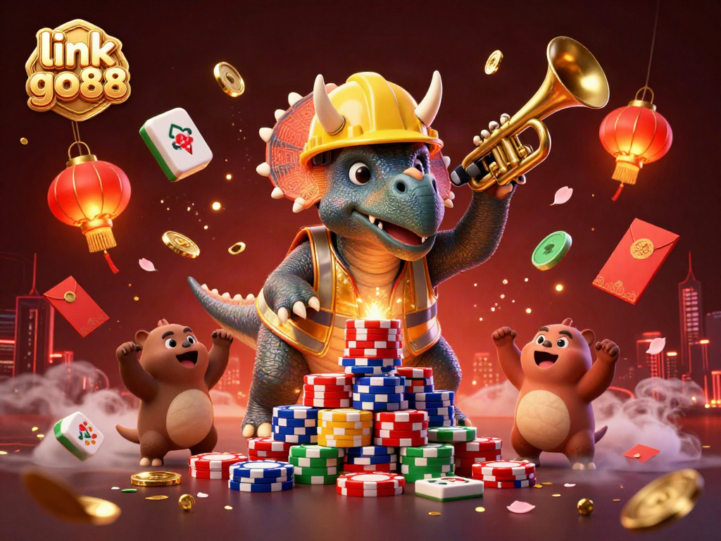 Engage with exciting games at link go88 with a vibrant and festive casino scene featuring colorful elements.