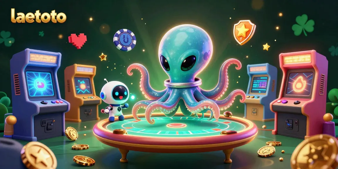 Experience thrilling gameplay at laetoto with vibrant alien casino elements and 3D gaming machines.