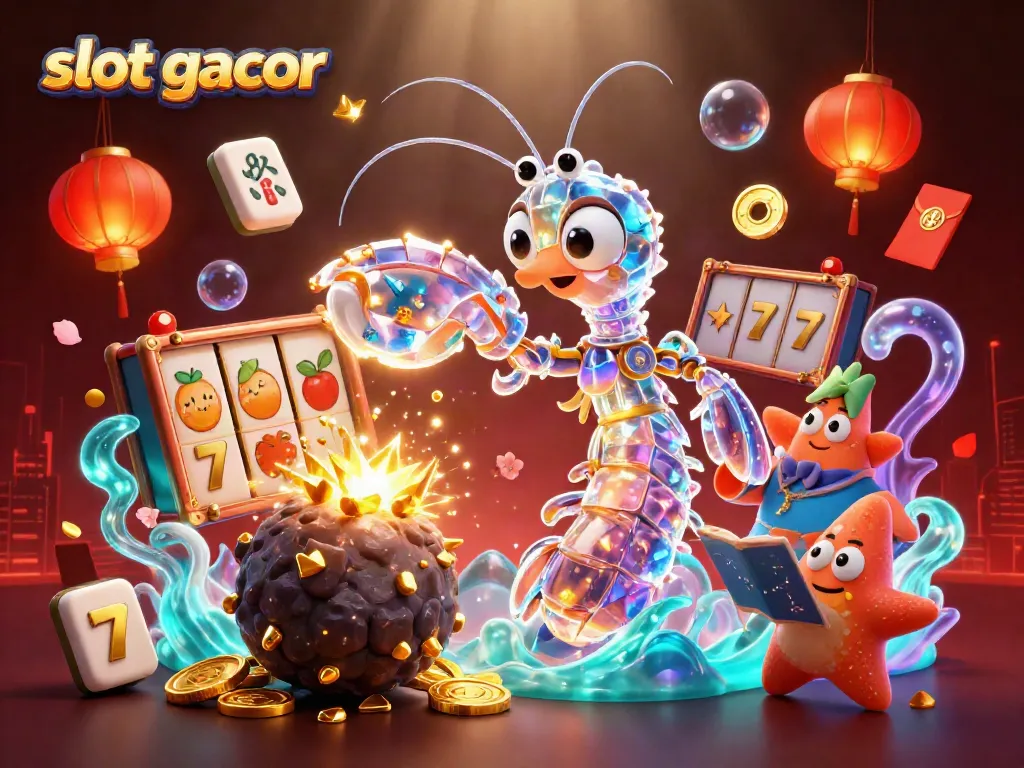 Engage with slot gacor visuals featuring colorful 3D slots elements and dynamic characters.