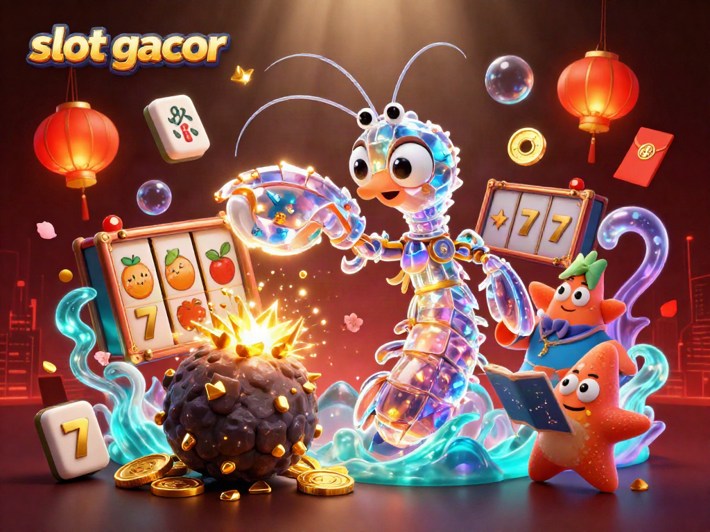Engage with slot gacor visuals featuring colorful 3D slots elements and dynamic characters.
