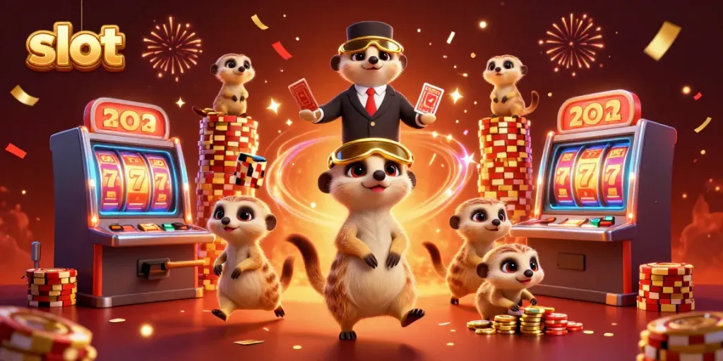 Engage with slots at the ultra-detailed meerkat casino showcasing vibrant jackpot reels and lively gameplay.