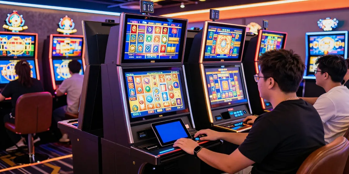 Exciting scene of players enjoying slot gacor games in a vibrant gaming lounge.