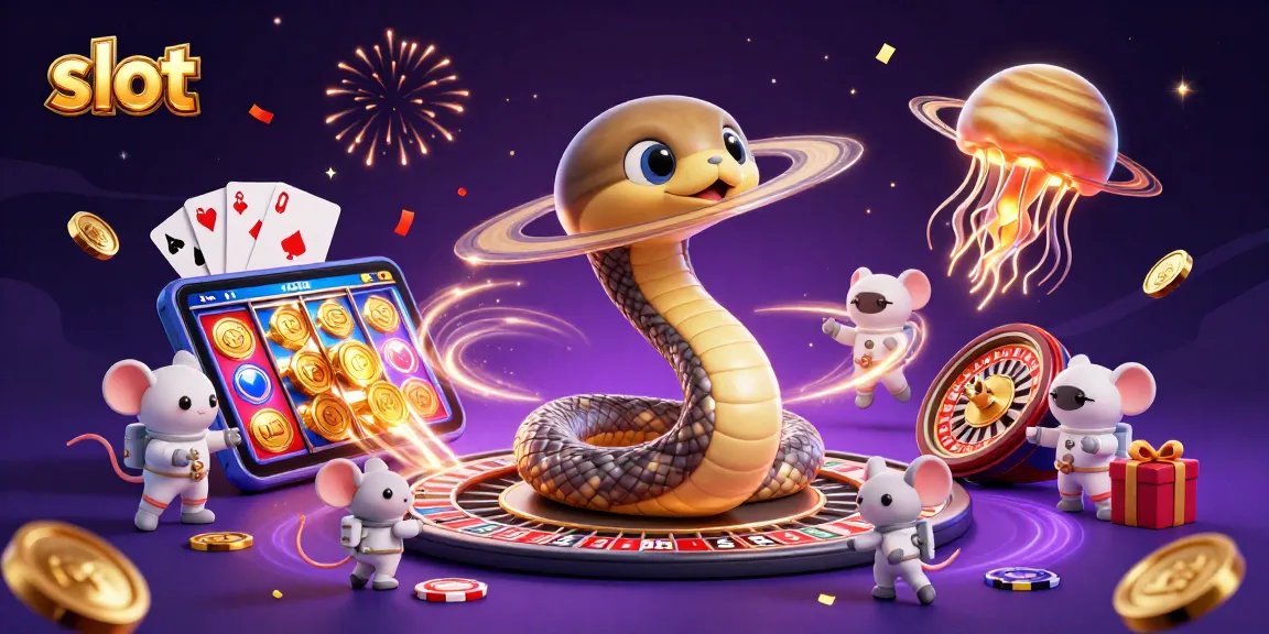Engage with thrilling slot gameplay in a vibrant cosmic casino scene.