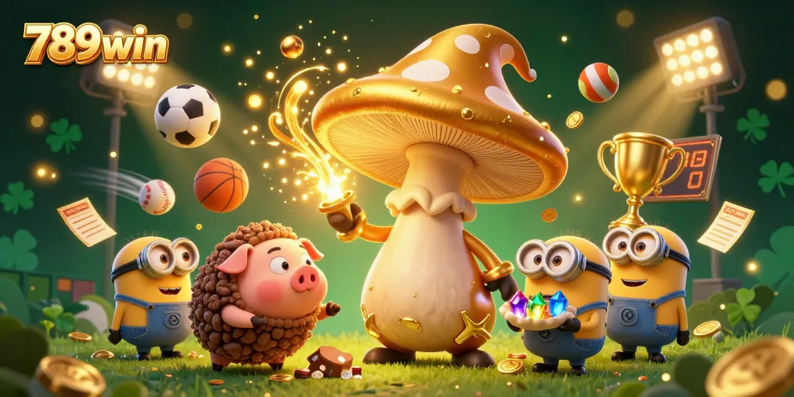 Engage in thrilling betting adventures with 789win as a golden mushroom wizard channels luck and treasure.