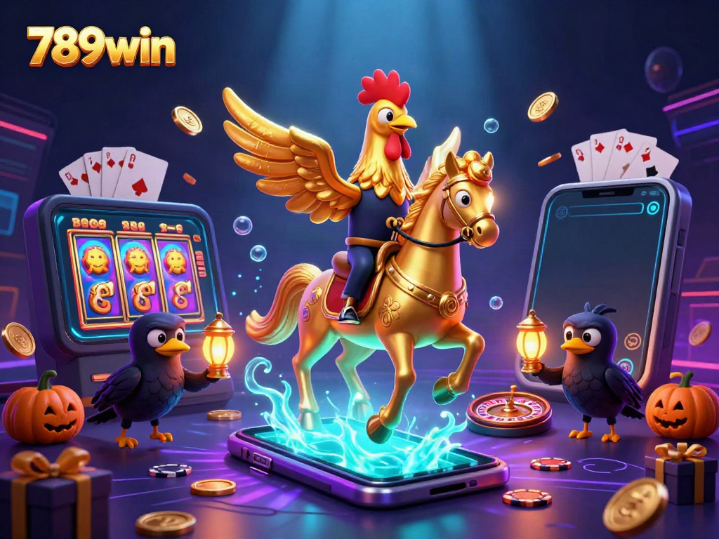Experience the excitement of 789win with a dynamic casino scene featuring a golden rooster and thrilling game elements.