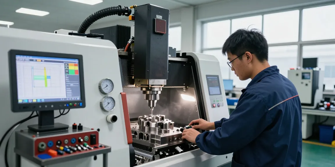 Präzisionstechnik in der CNC-Bearbeitung mit erfahrenem Techniker und moderner Maschinen.