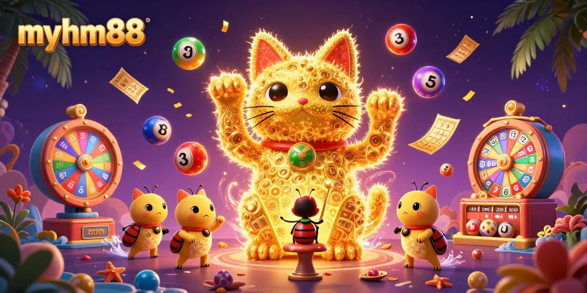 Experience excitement with myhm88 as golden fireflies create a lucky cat in a vibrant casino world.