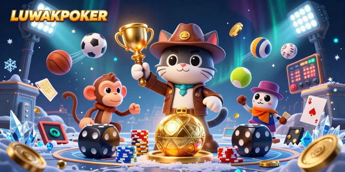 LUWAKPOKER showcases a cat archaeologist and monkey companion discovering casino treasures.