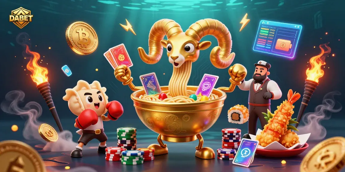 DABET's vibrant 3D casino scene with animated characters dealing cards and crypto coins flying