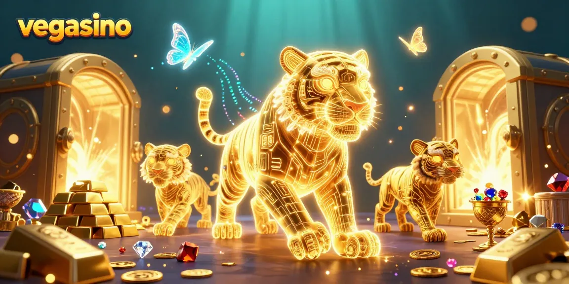 Join the excitement at vegasino with vibrant neon tigers and dazzling casino treasures.