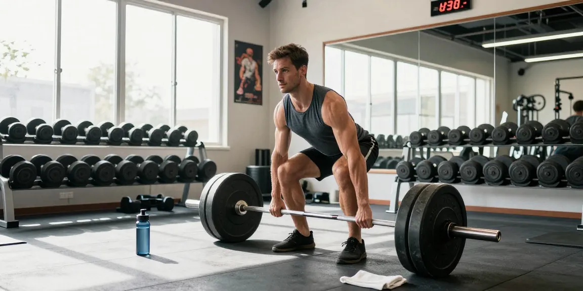 Global Pharma Steroids: Athlet beim Gewichtheben in modernem Fitnessstudio mit motivierender Atmosphäre