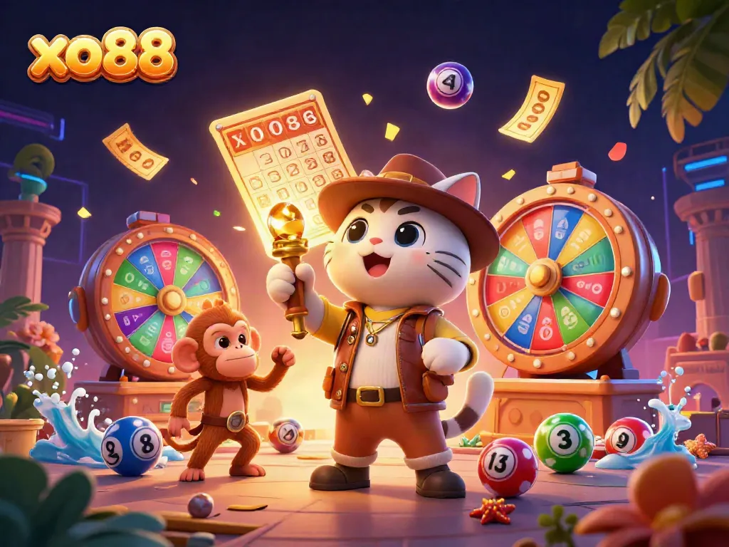 Experience winning excitement with xo88 as a cat explorer uncovers treasures in a vibrant casino temple.