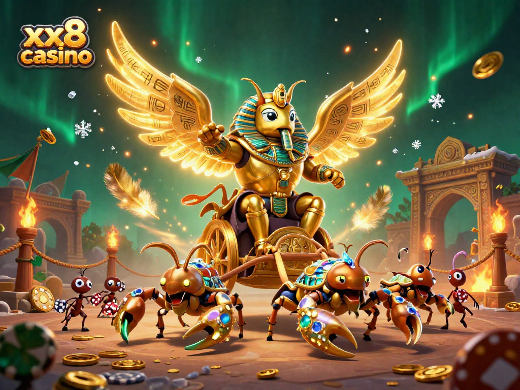 Experience thrilling moments at xx8 casino featuring an epic 3D battle with gold coins and scorpions.