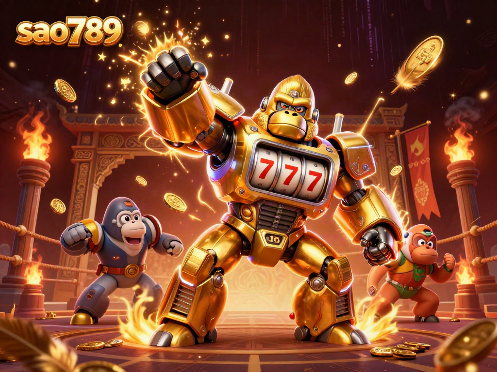 Engage with exhilarating gameplay at sao789 featuring vibrant slot machine-themed elements and action-packed atmosphere.