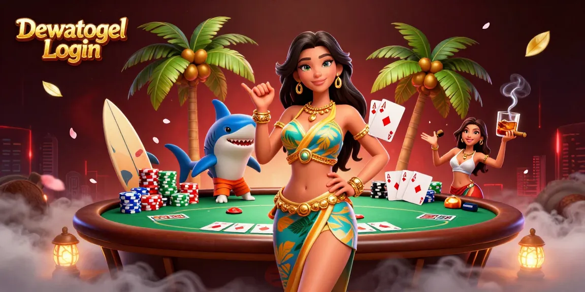Experience Dewatogel Login with vibrant casino elements and dynamic characters in a lively atmosphere.